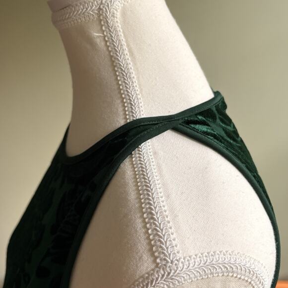 B Darlin Emerald Green Burnout Velvet Damask Sleeveless Cocktail Mini Dress - Picture 12 of 15